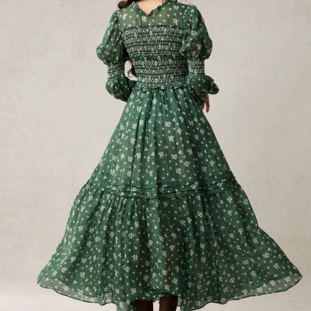 Jane 33 |Edward Smocking Linen Dress Chemise S - Picture 4 of 8